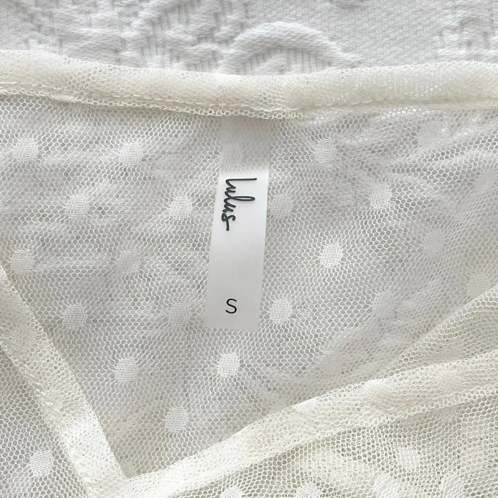 NWOT Lulus Cruise to Catalina Ivory Swiss Dot Sheer Maxi Swim Cover-Up Small - Picture 7 of 14